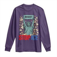 Statue of Liberty Resist Stop Ice Long Sleeve Shirt Floral Activist for Justice and Freedom