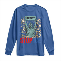 Statue of Liberty Resist Stop Ice Long Sleeve Shirt Floral Activist for Justice and Freedom