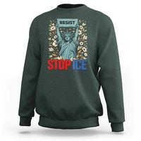 Statue of Liberty Resist Stop Ice Sweatshirt Floral Activist for Justice and Freedom