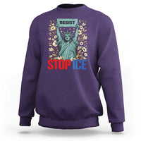 Statue of Liberty Resist Stop Ice Sweatshirt Floral Activist for Justice and Freedom