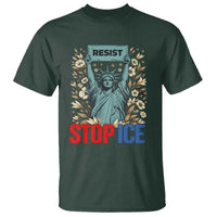 Statue of Liberty Resist Stop Ice T Shirt Floral Activist for Justice and Freedom
