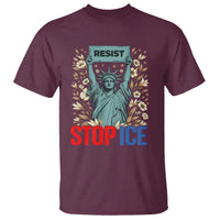 Statue of Liberty Resist Stop Ice T Shirt Floral Activist for Justice and Freedom
