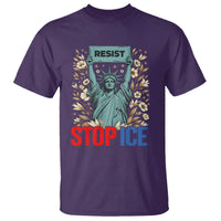 Statue of Liberty Resist Stop Ice T Shirt Floral Activist for Justice and Freedom