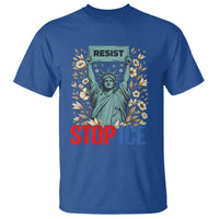 Statue of Liberty Resist Stop Ice T Shirt Floral Activist for Justice and Freedom