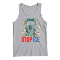 Statue of Liberty Resist Stop Ice Tank Top Floral Activist for Justice and Freedom