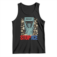 Statue of Liberty Resist Stop Ice Tank Top Floral Activist for Justice and Freedom