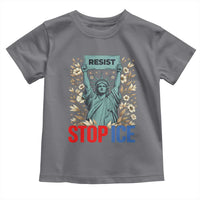 Statue of Liberty Resist Stop Ice Toddler T Shirt Floral Activist for Justice and Freedom