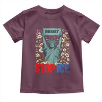 Statue of Liberty Resist Stop Ice Toddler T Shirt Floral Activist for Justice and Freedom