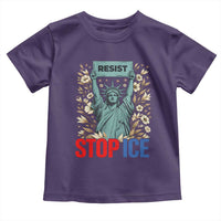 Statue of Liberty Resist Stop Ice Toddler T Shirt Floral Activist for Justice and Freedom