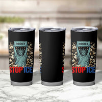Statue of Liberty Resist Stop Ice Tumbler Cup Floral Activist for Justice and Freedom
