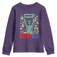 Statue of Liberty Resist Stop Ice Youth Sweatshirt Floral Activist for Justice and Freedom