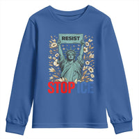 Statue of Liberty Resist Stop Ice Youth Sweatshirt Floral Activist for Justice and Freedom