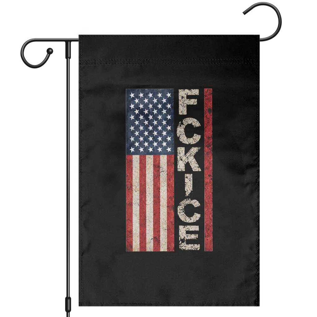 F Ice Retro Distressed American Flag Garden Flag Patriotic Against Ice Justice Protest Resistance
