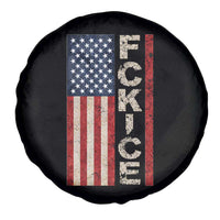 F Ice Retro Distressed American Flag Spare Tire Cover Patriotic Against Ice Justice Protest Resistance