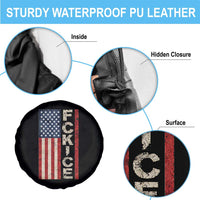 F Ice Retro Distressed American Flag Spare Tire Cover Patriotic Against Ice Justice Protest Resistance