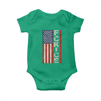 F Ice Retro Distressed American Flag Baby Onesie Patriotic Against Ice Justice Protest Resistance