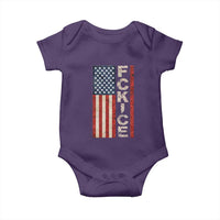 F Ice Retro Distressed American Flag Baby Onesie Patriotic Against Ice Justice Protest Resistance