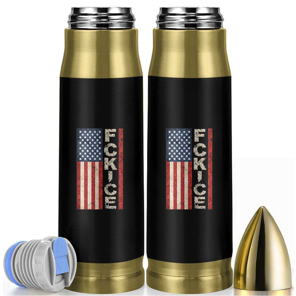 F Ice Retro Distressed American Flag Bullet Tumbler Patriotic Against Ice Justice Protest Resistance