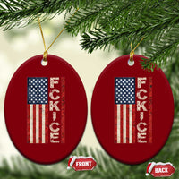 F Ice Retro Distressed American Flag Ceramic Ornament Patriotic Against Ice Justice Protest Resistance