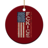 F Ice Retro Distressed American Flag Ceramic Ornament Patriotic Against Ice Justice Protest Resistance