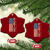 F Ice Retro Distressed American Flag Ceramic Ornament Patriotic Against Ice Justice Protest Resistance