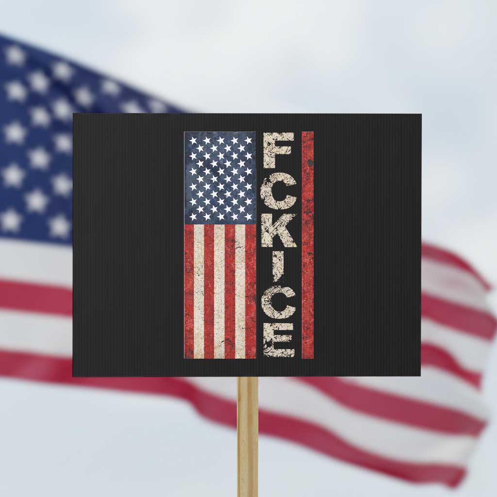 F Ice Retro Distressed American Flag Protest Sign Patriotic Against Ice Justice Protest Resistance