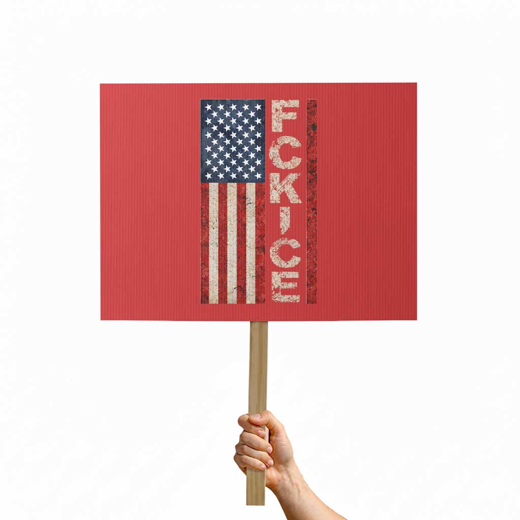 F Ice Retro Distressed American Flag Protest Sign Patriotic Against Ice Justice Protest Resistance