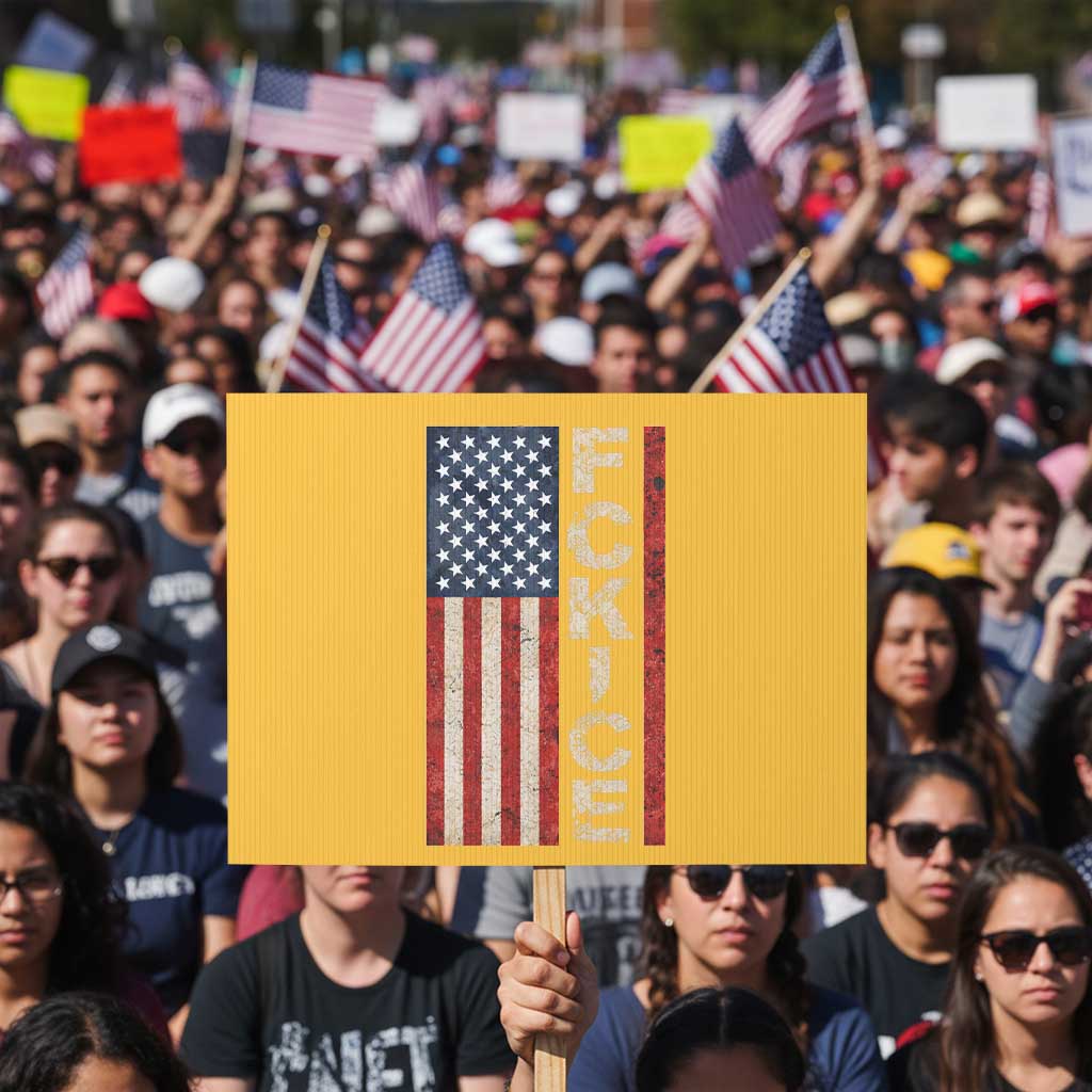 F Ice Retro Distressed American Flag Protest Sign Patriotic Against Ice Justice Protest Resistance