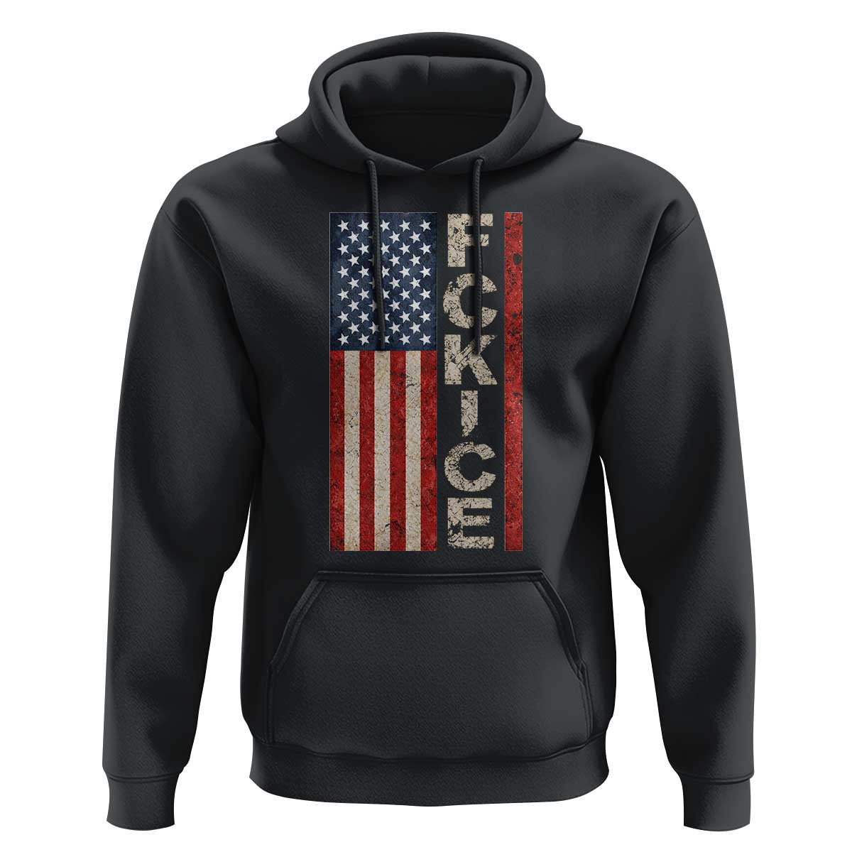 F Ice Retro Distressed American Flag Hoodie Patriotic Against Ice Justice Protest Resistance