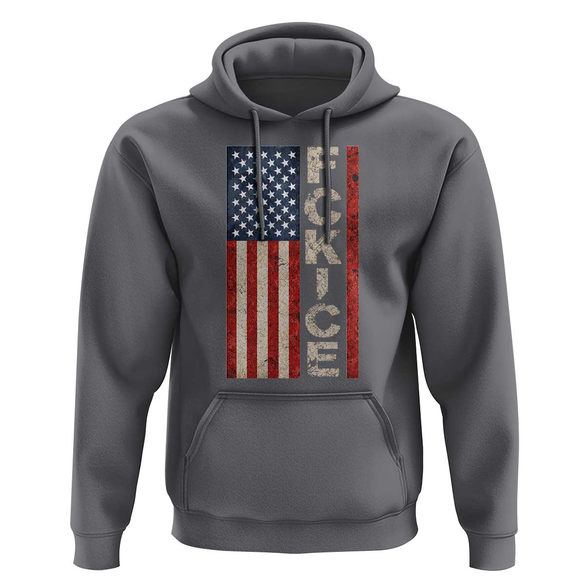 F Ice Retro Distressed American Flag Hoodie Patriotic Against Ice Justice Protest Resistance
