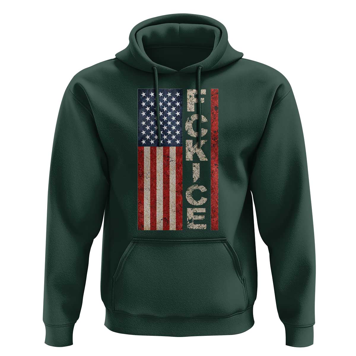 F Ice Retro Distressed American Flag Hoodie Patriotic Against Ice Justice Protest Resistance