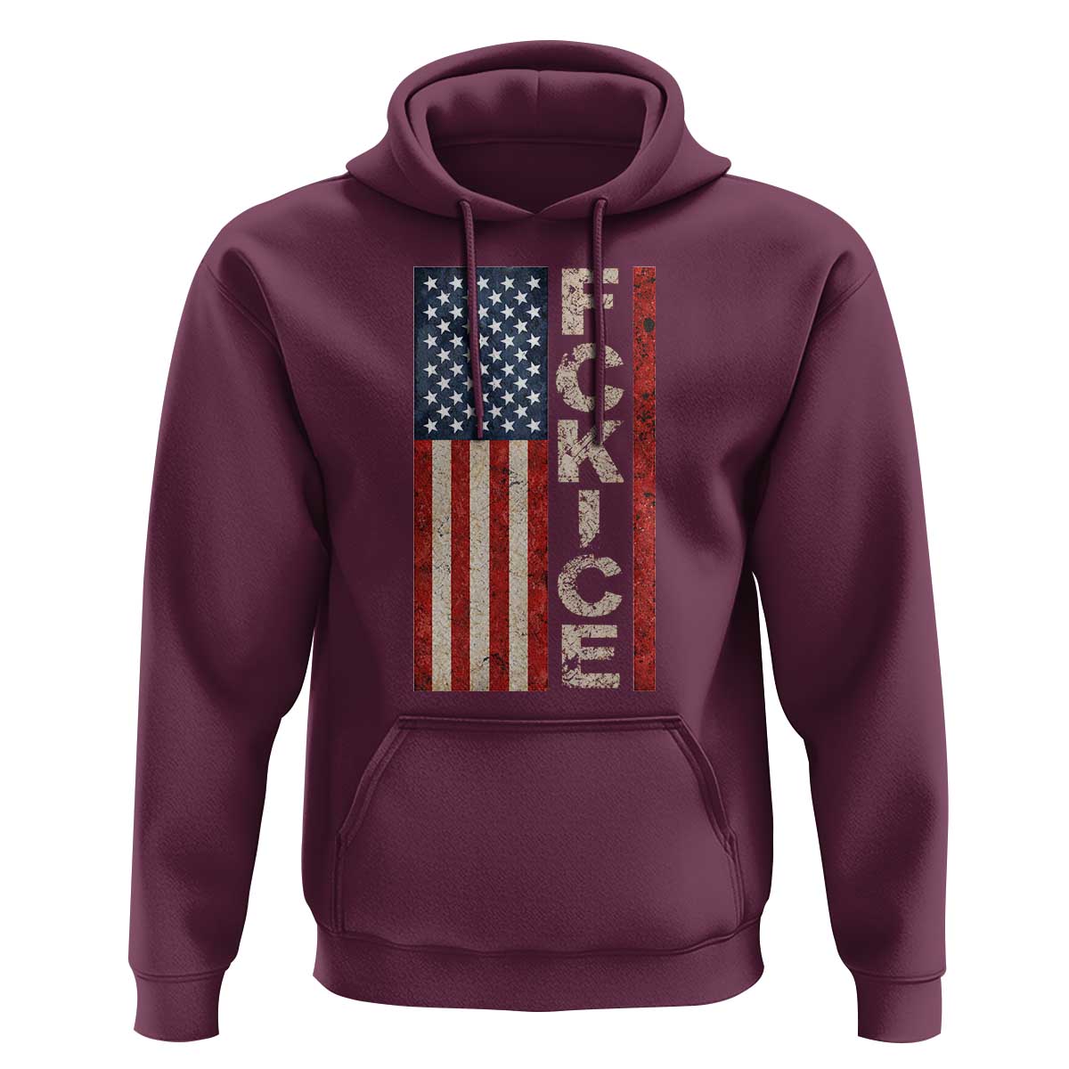 F Ice Retro Distressed American Flag Hoodie Patriotic Against Ice Justice Protest Resistance