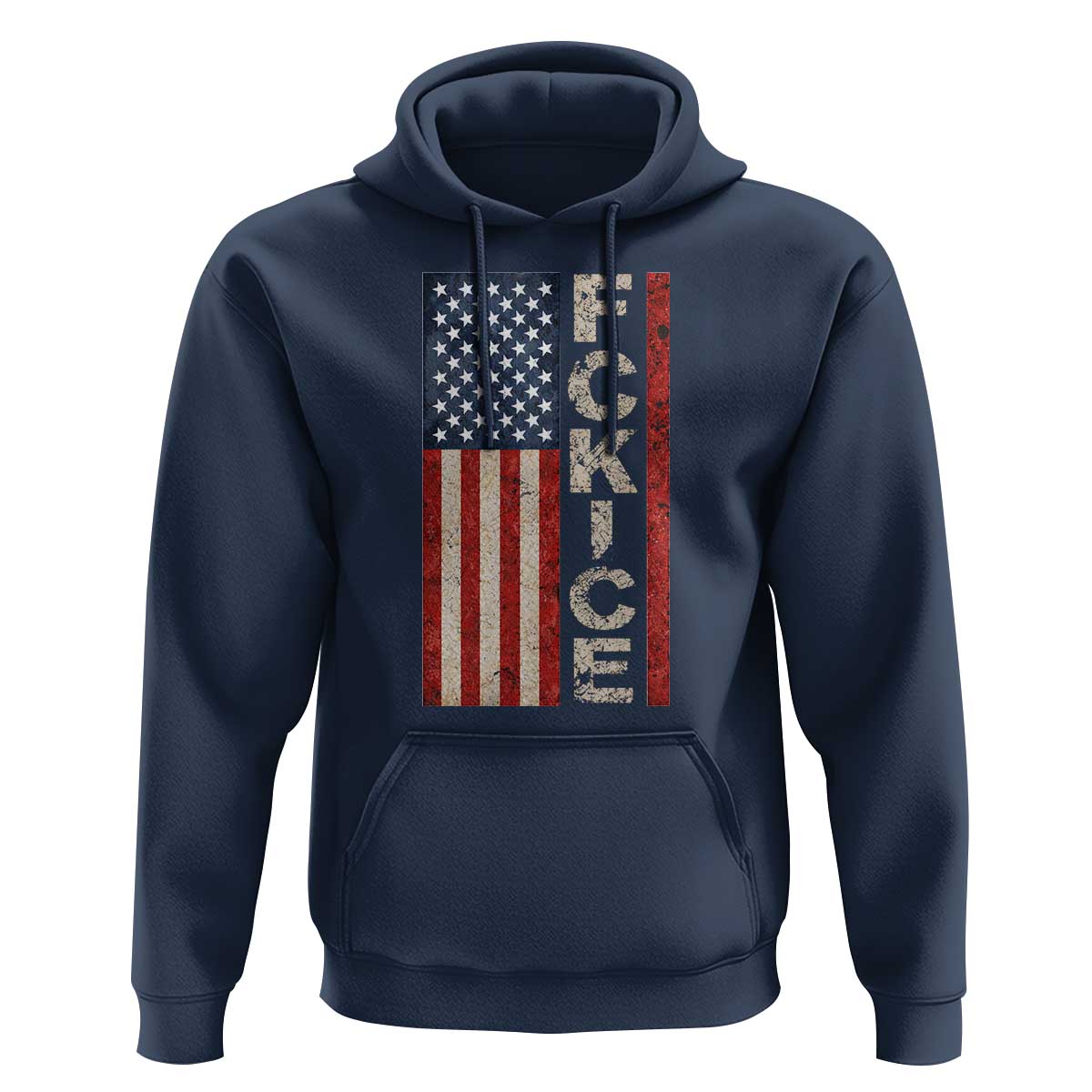 F Ice Retro Distressed American Flag Hoodie Patriotic Against Ice Justice Protest Resistance