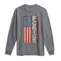 F Ice Retro Distressed American Flag Long Sleeve Shirt Patriotic Against Ice Justice Protest Resistance