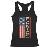 F Ice Retro Distressed American Flag Racerback Tank Top Patriotic Against Ice Justice Protest Resistance
