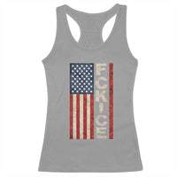 F Ice Retro Distressed American Flag Racerback Tank Top Patriotic Against Ice Justice Protest Resistance