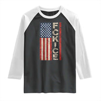 F Ice Retro Distressed American Flag Raglan Shirt Patriotic Against Ice Justice Protest Resistance