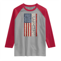 F Ice Retro Distressed American Flag Raglan Shirt Patriotic Against Ice Justice Protest Resistance