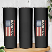 F Ice Retro Distressed American Flag Skinny Tumbler Patriotic Against Ice Justice Protest Resistance