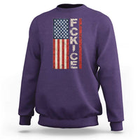 F Ice Retro Distressed American Flag Sweatshirt Patriotic Against Ice Justice Protest Resistance