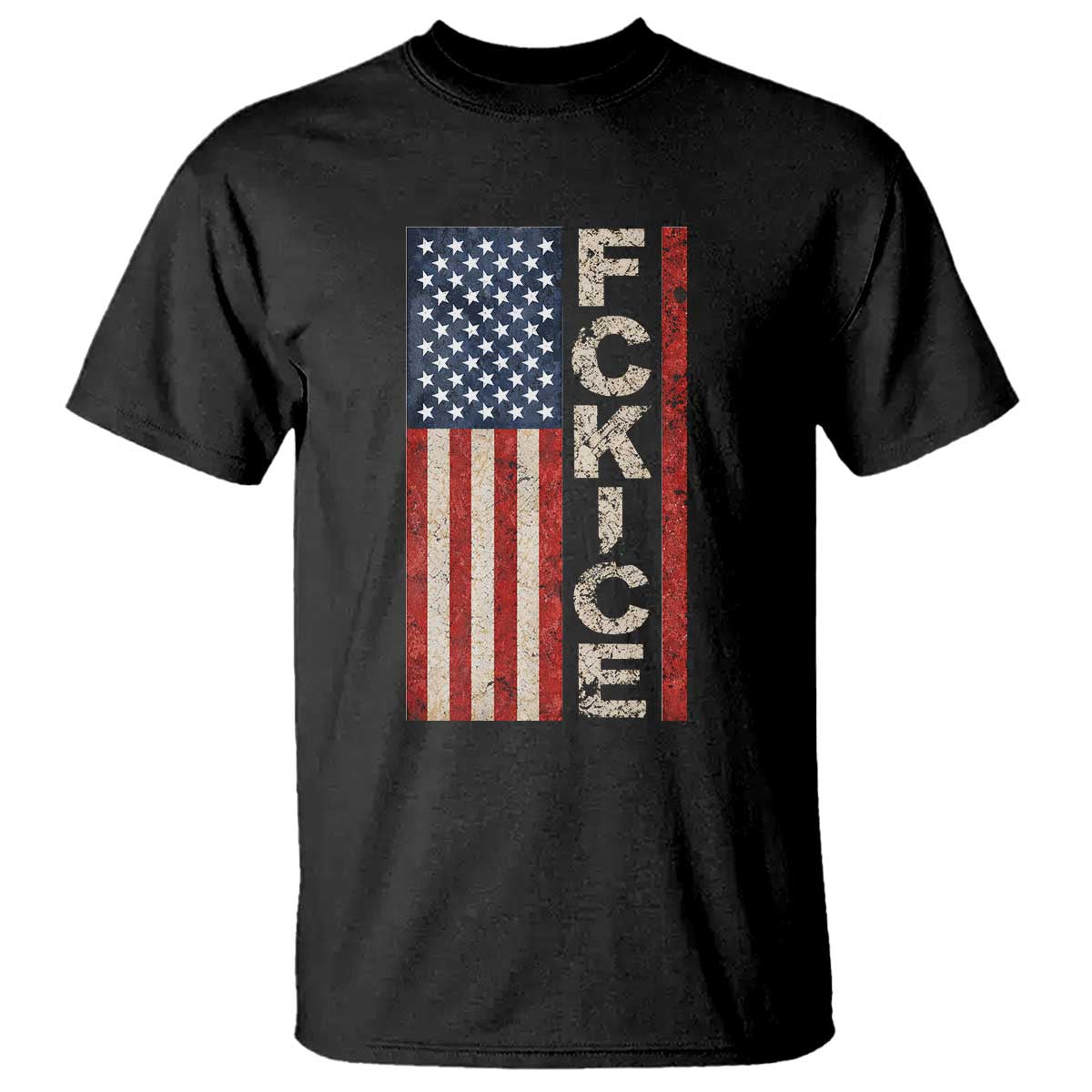 F Ice Retro Distressed American Flag T Shirt Patriotic Against Ice Justice Protest Resistance