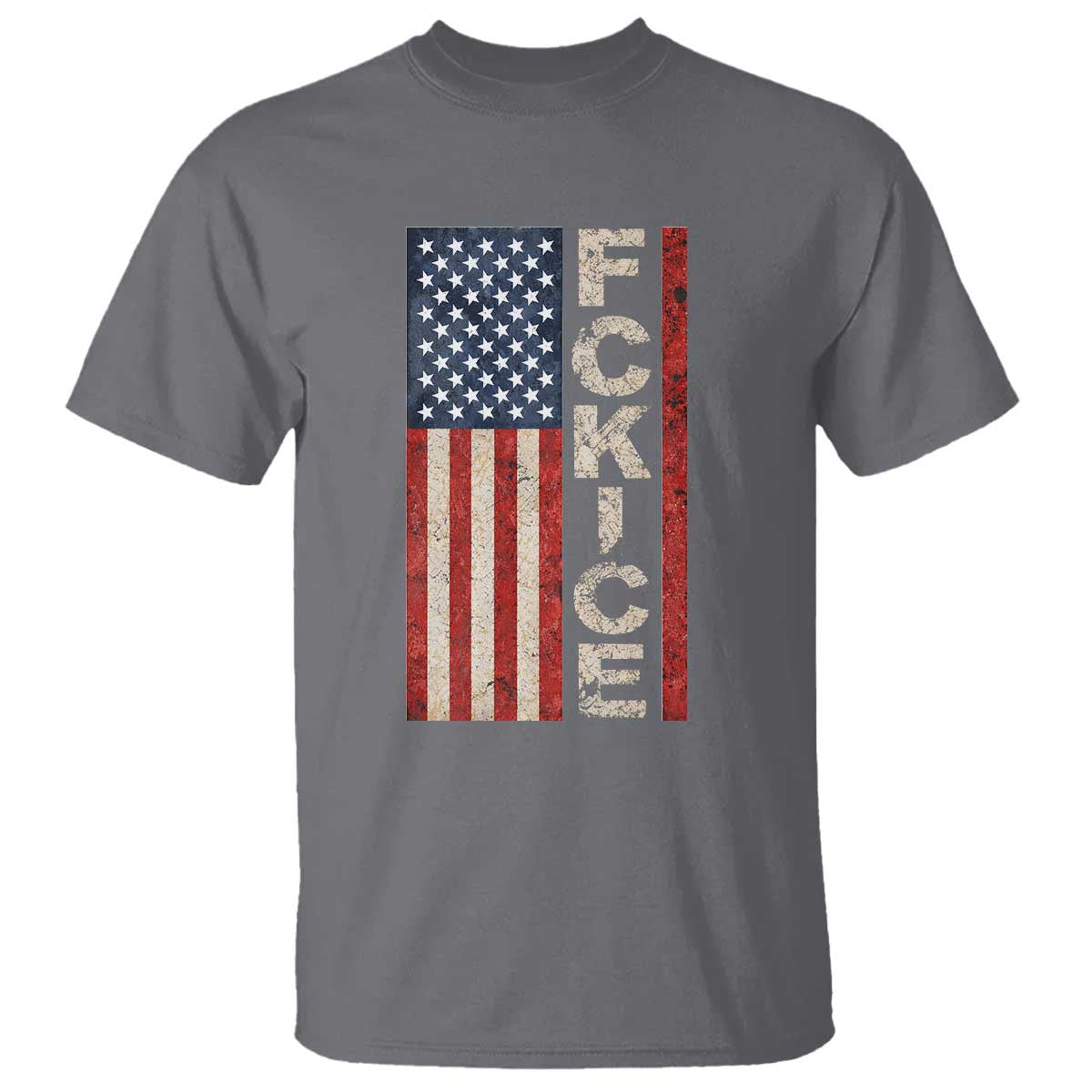 F Ice Retro Distressed American Flag T Shirt Patriotic Against Ice Justice Protest Resistance