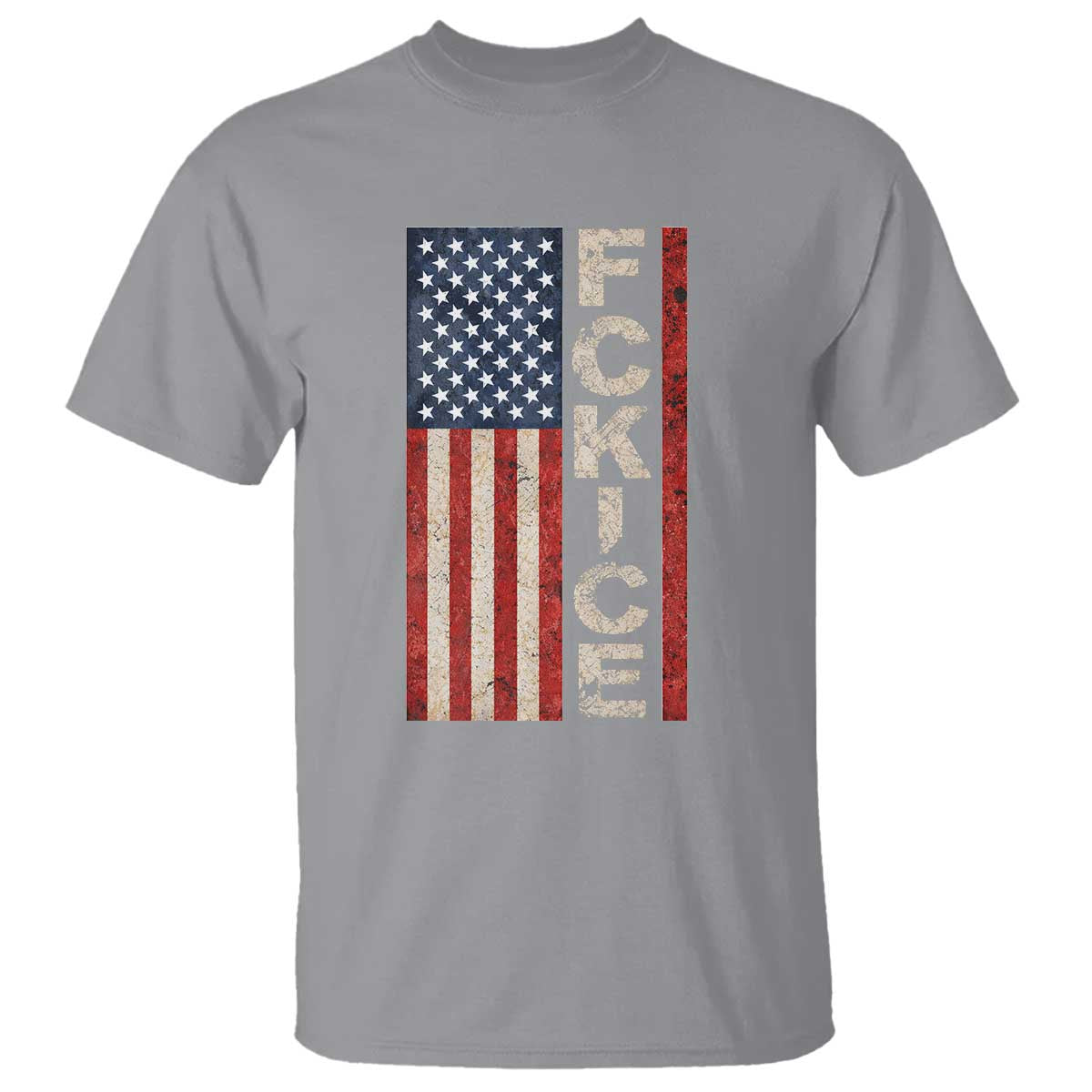 F Ice Retro Distressed American Flag T Shirt Patriotic Against Ice Justice Protest Resistance