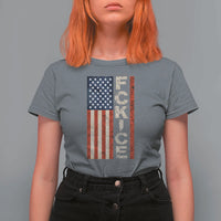 F Ice Retro Distressed American Flag T Shirt For Women Patriotic Against Ice Justice Protest Resistance