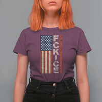 F Ice Retro Distressed American Flag T Shirt For Women Patriotic Against Ice Justice Protest Resistance
