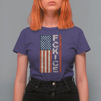 F Ice Retro Distressed American Flag T Shirt For Women Patriotic Against Ice Justice Protest Resistance