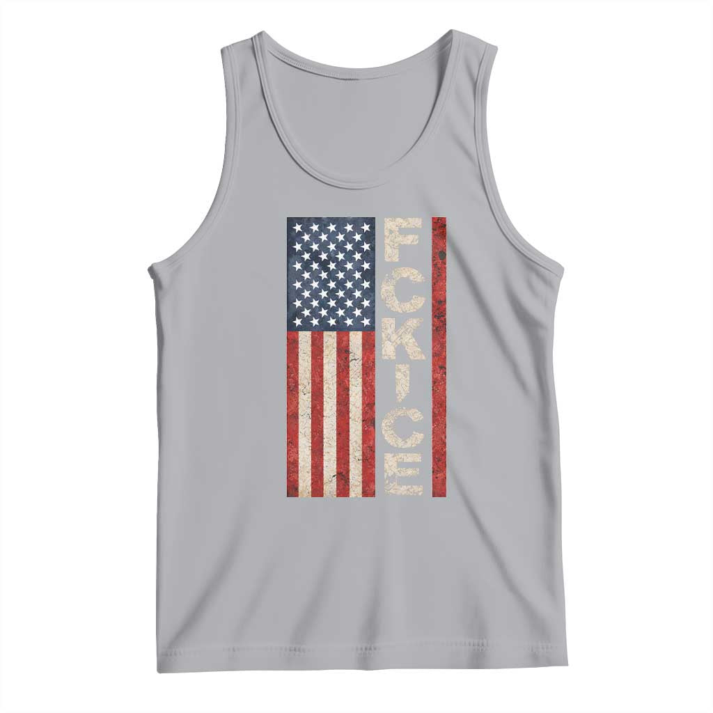F Ice Retro Distressed American Flag Tank Top Patriotic Against Ice Justice Protest Resistance