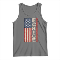 F Ice Retro Distressed American Flag Tank Top Patriotic Against Ice Justice Protest Resistance