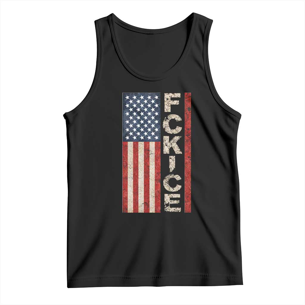 F Ice Retro Distressed American Flag Tank Top Patriotic Against Ice Justice Protest Resistance