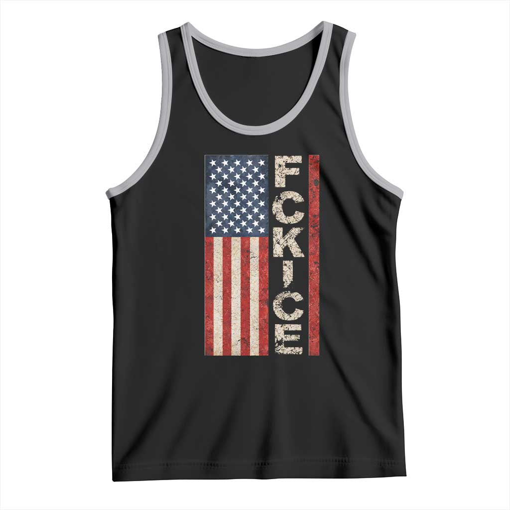 F Ice Retro Distressed American Flag Tank Top Patriotic Against Ice Justice Protest Resistance